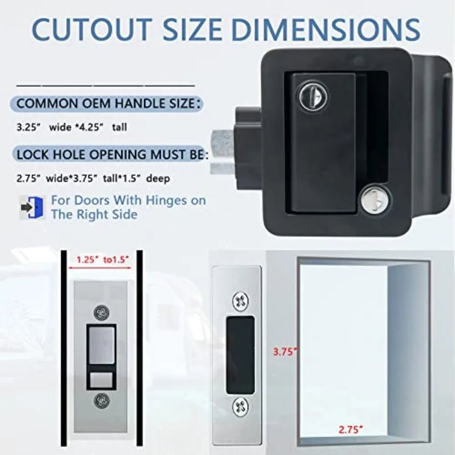 RV Camper  100% Metal Door Lock Replacement kit