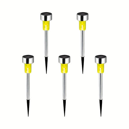 5pcs   Lawn Light Solar Ground Plug Light Stainless Steel Small Tube Light Outdoor Landscape Lighting For Backyard Patio
