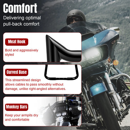 16inch Ape Hanger Handle Bars Compatible for Harley (No Heated Grip Wires)