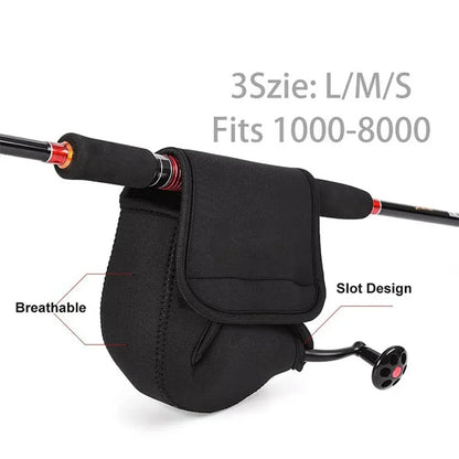 S/M/L Spinning Fishing Reel Cover Neoprene Protective Waterproof Reel Bag