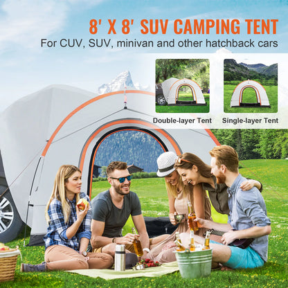 SUV Camping Tent, 8'-8' SUV Tent Attachment for Camping with Rain Layer and Carry Bag,  Double Layer