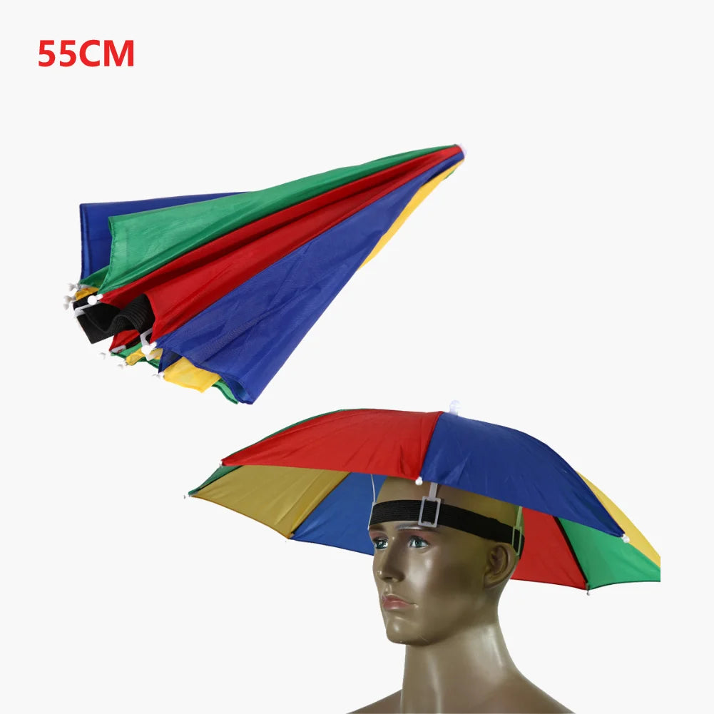 Outdoor Foldable Head Umbrella Hat Headwear Sun Cap Rainproof