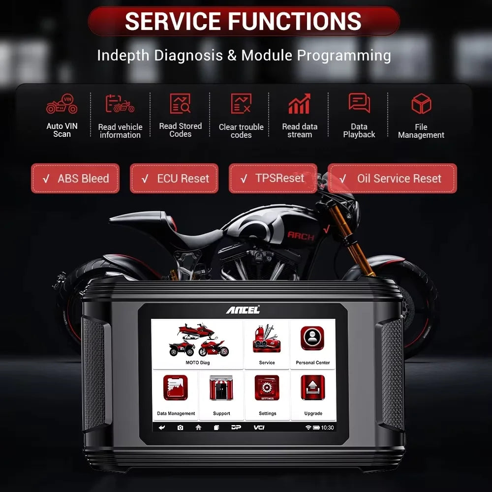Motorcycle Scanner All System for BMW/DUCATI/HARLEY Support 30+ Functions ECU Reset Motorcycle OBD2 Diagnostic Tool