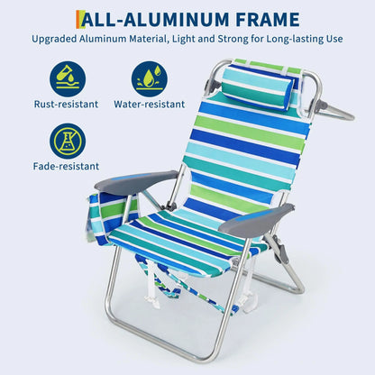 2 Pack  Folding Camping Chair With Cooler Pouch Cup Holder
