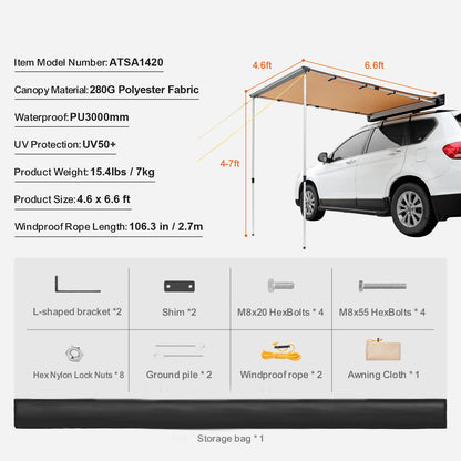 Vehicle  Retractable Car Side Awning Car Waterproof Storage Bag  Suitable for Truck SUV Van Campers