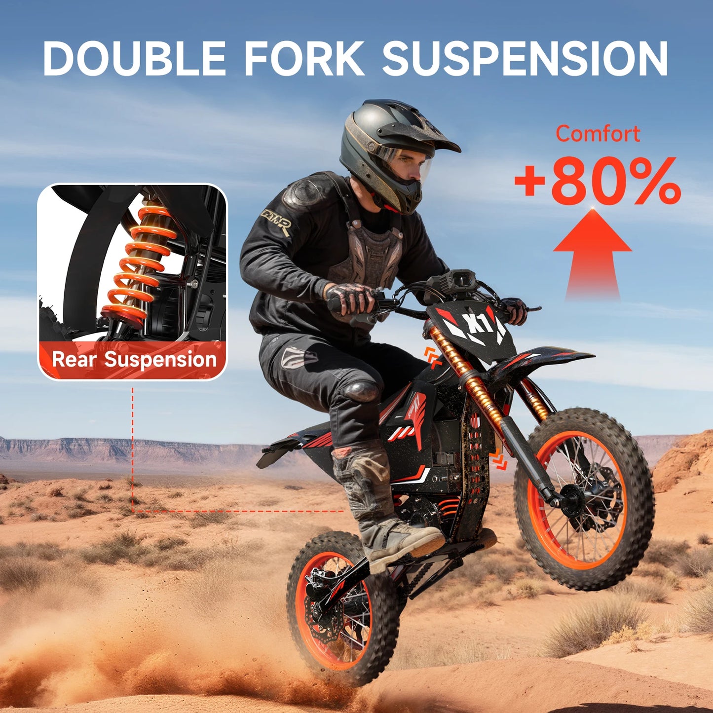 Spark Electric Dirt Bike for Teens Adults 4500W Peak Electric Motorcycle 60V 28.8Ah E-Dirt Bike 60 Mile Range E-Bike