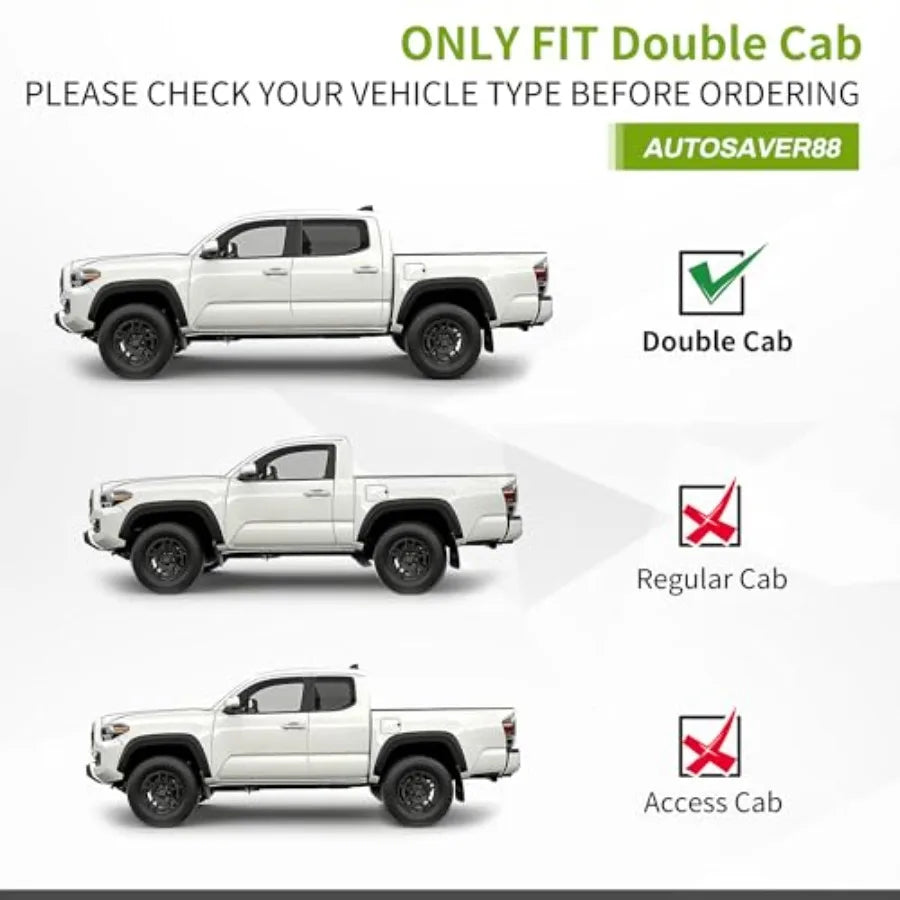 Running Boards for Tacoma 2005-2023 Double/Crew Cab Textured Black Carbon Steel Side Step Rails Tube Nerf Bar