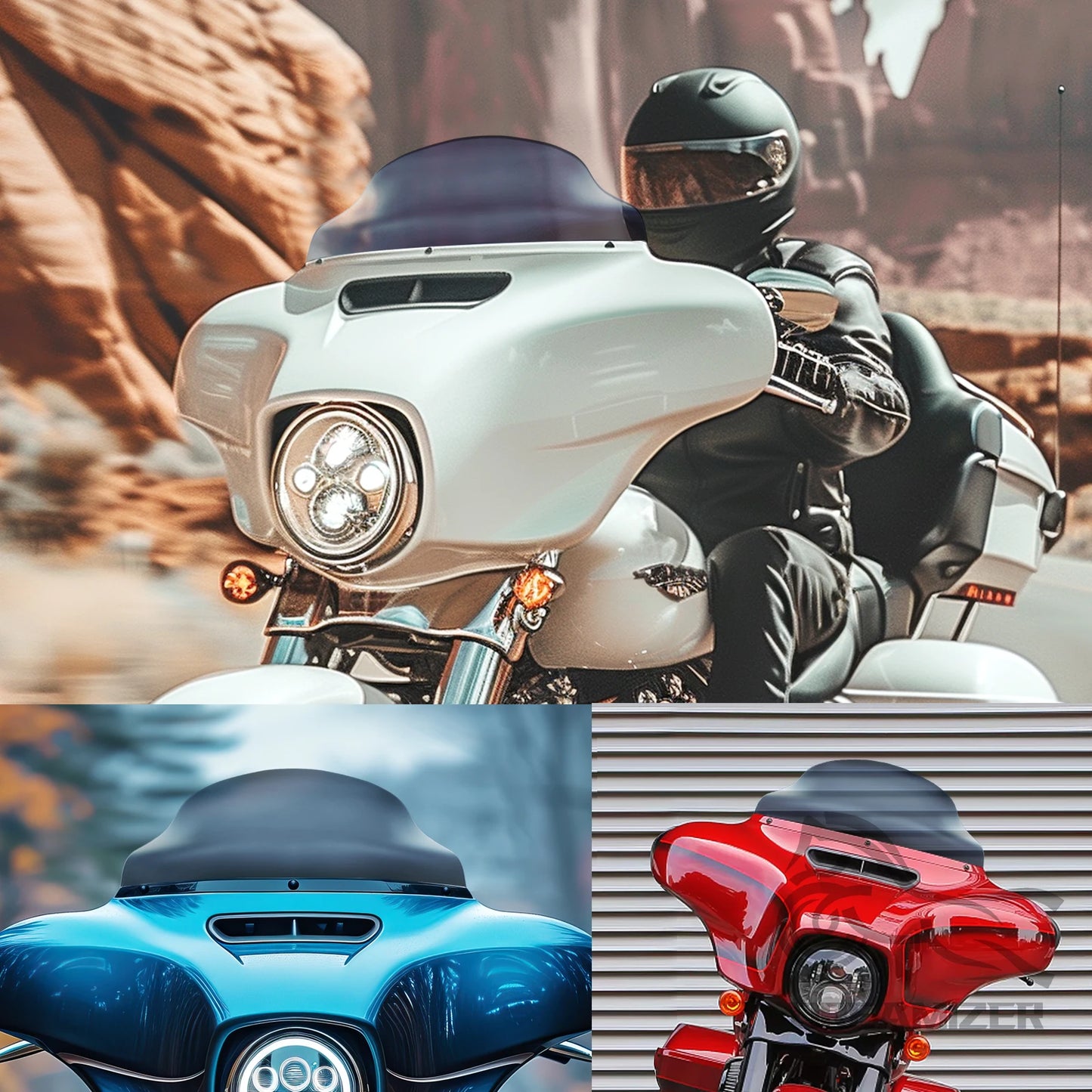 9" Motorcycle Windshield Wind Deflector For Harley Electra Glide Street Glide Ultra Limited FLHT FLHTP 2014-Up