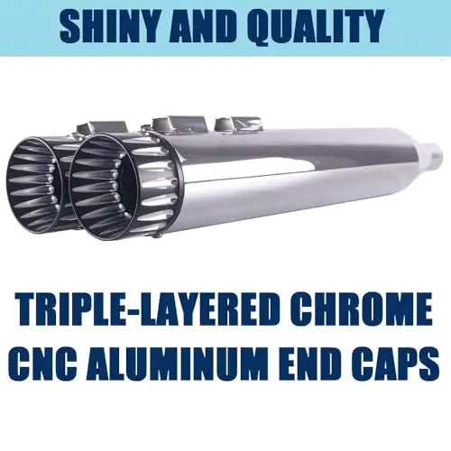 Chrome 4 Inch Slip-On Exhaust Mufflers For Harley Touring Models 2009 To 2016