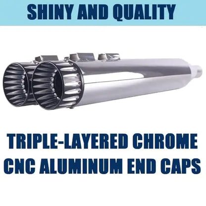Chrome 4 Inch Slip-On Exhaust Mufflers For Harley Touring Models 2009 To 2016