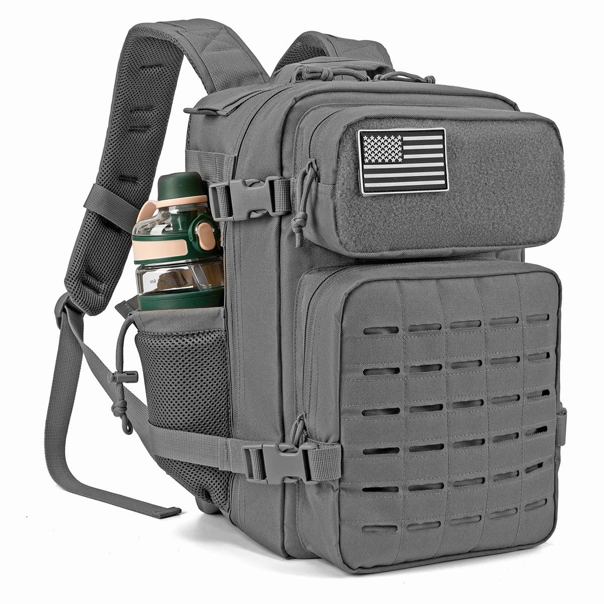 Durable Versatile Tactical Fishing  Webbing Dual Side Bottle Pockets Outdoor Hiking Bag