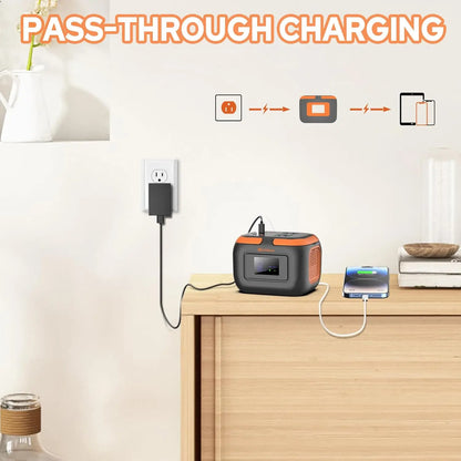 120W Portable Power Station 97.6Wh Power Bank with AC Outlet/USB C/LED Light for