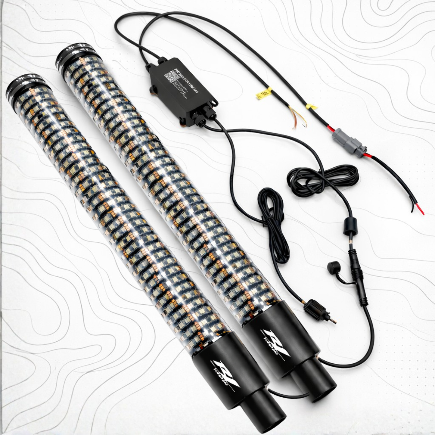 R1 Industries Pro Series LED Light Whips – Bluetooth & RF Remote, IP67, Lifetime Warranty