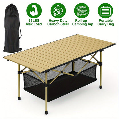 Portable Folding Camping Table for 4-6 People Adjustable Height Picnic BBQ Table