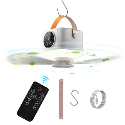 Rechargeable Tent Ceiling Fan with LED Light & Remote Control