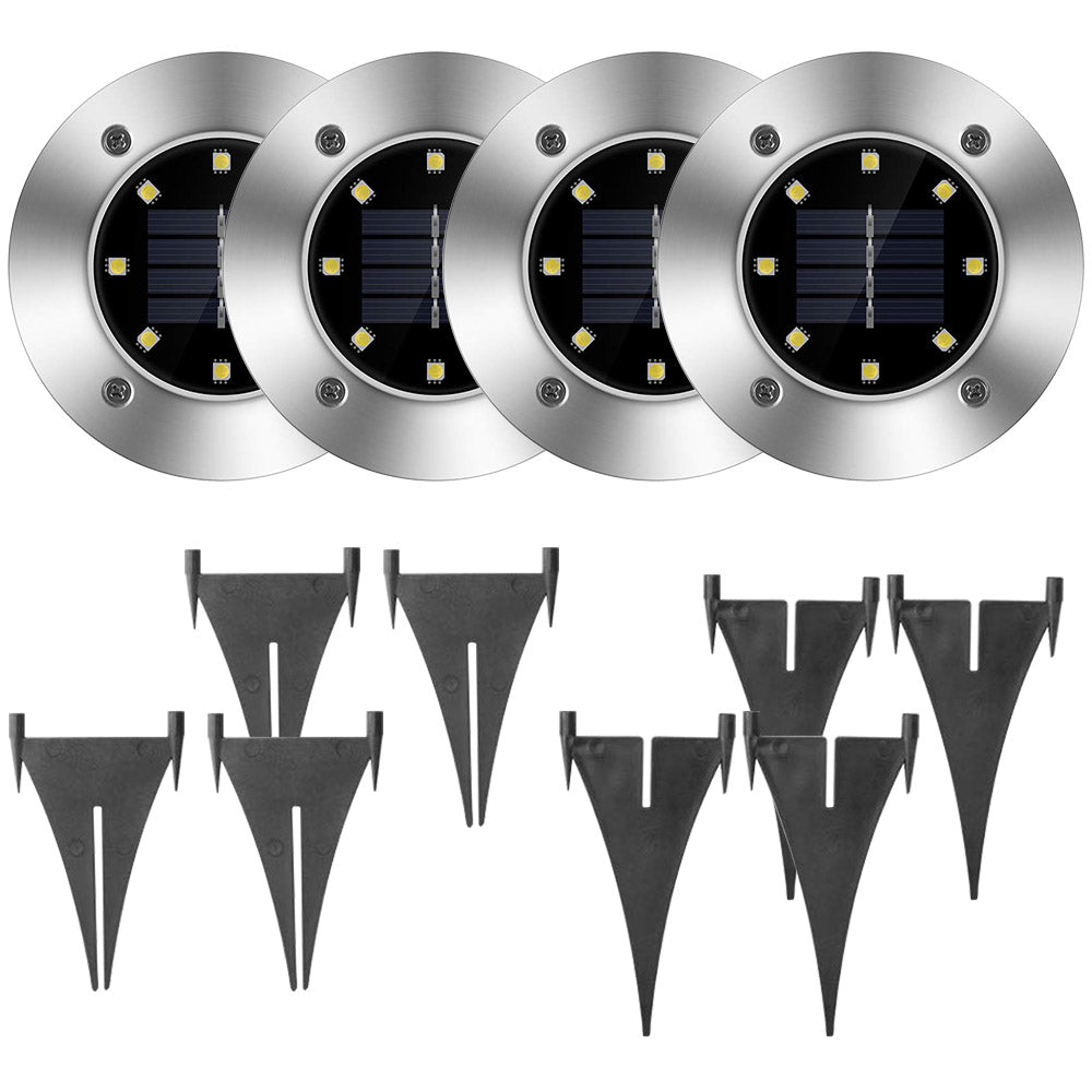 4pcs Solar Ground Light Waterproof Buried Light In-Ground Path Deck Lawn Patio Light 4LED
