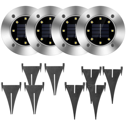 4pcs Solar Ground Light Waterproof Buried Light In-Ground Path Deck Lawn Patio Light 4LED
