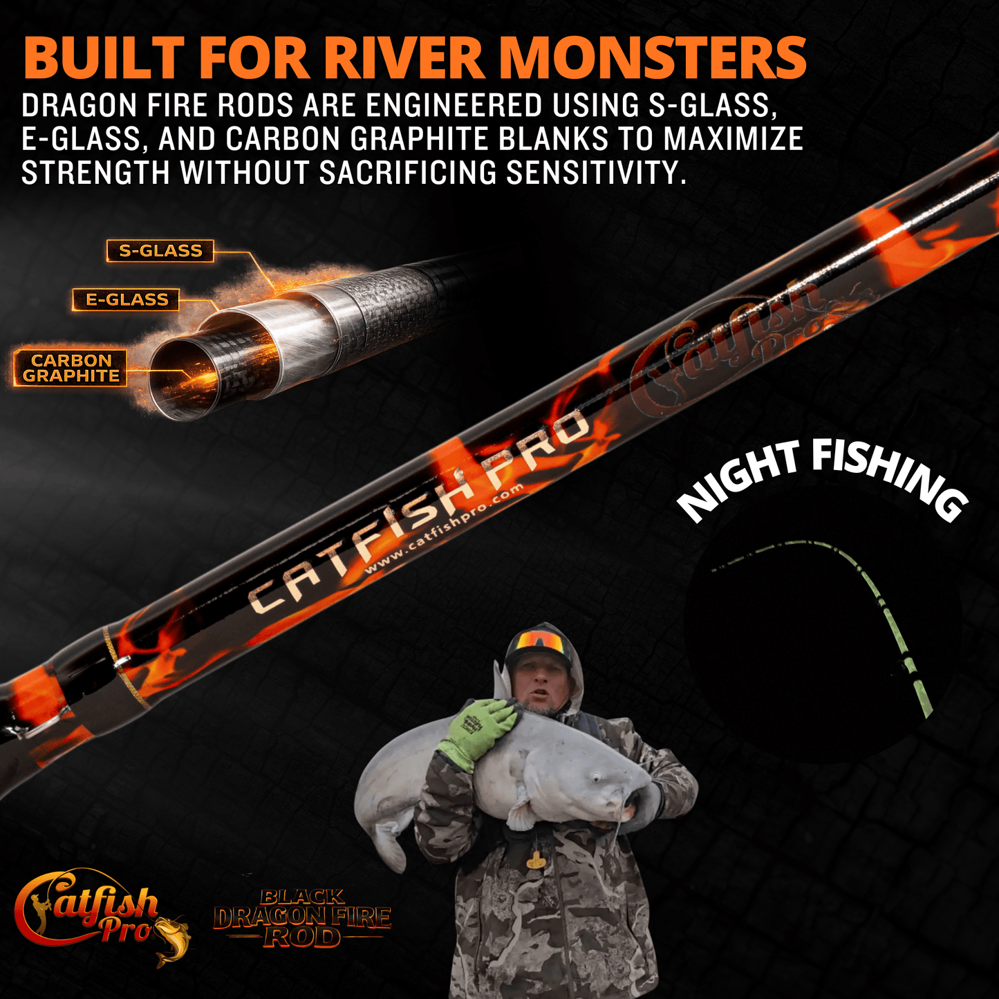 Black Dragon Fire Spinning Glow Rod
