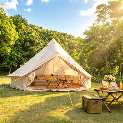 Oxford Bell Tent 13.1FT with Stove Jack for Family Camping