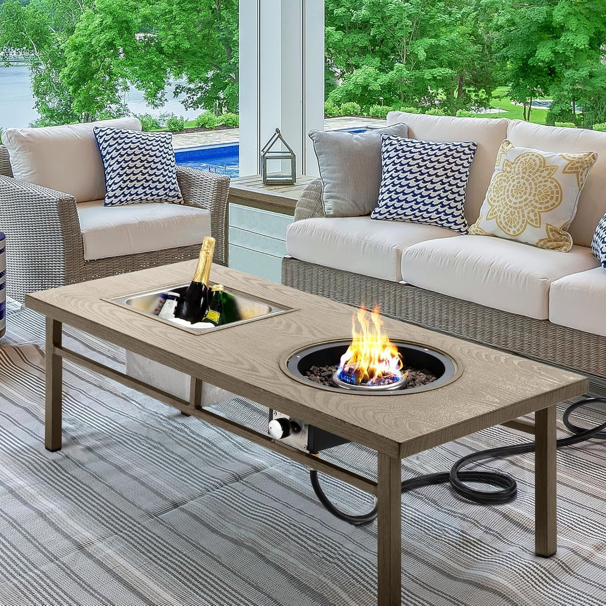 Aluminum Propane Fire Pit Table - 47" 50,000 BTU