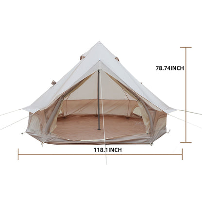 Oxford Bell Tent 13.1FT with Stove Jack for Family Camping