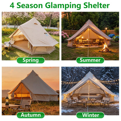 Oxford Bell Tent 13.1FT with Stove Jack for Family Camping