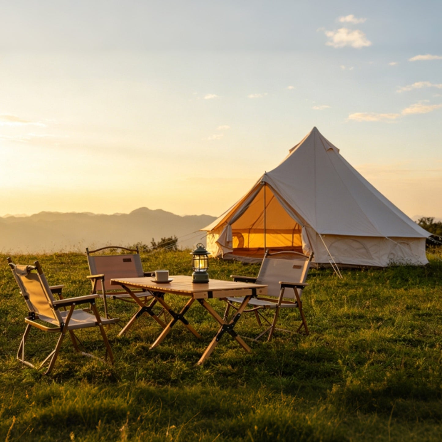 Oxford Bell Tent 13.1FT with Stove Jack for Family Camping