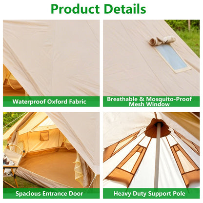Oxford Bell Tent 13.1FT with Stove Jack for Family Camping