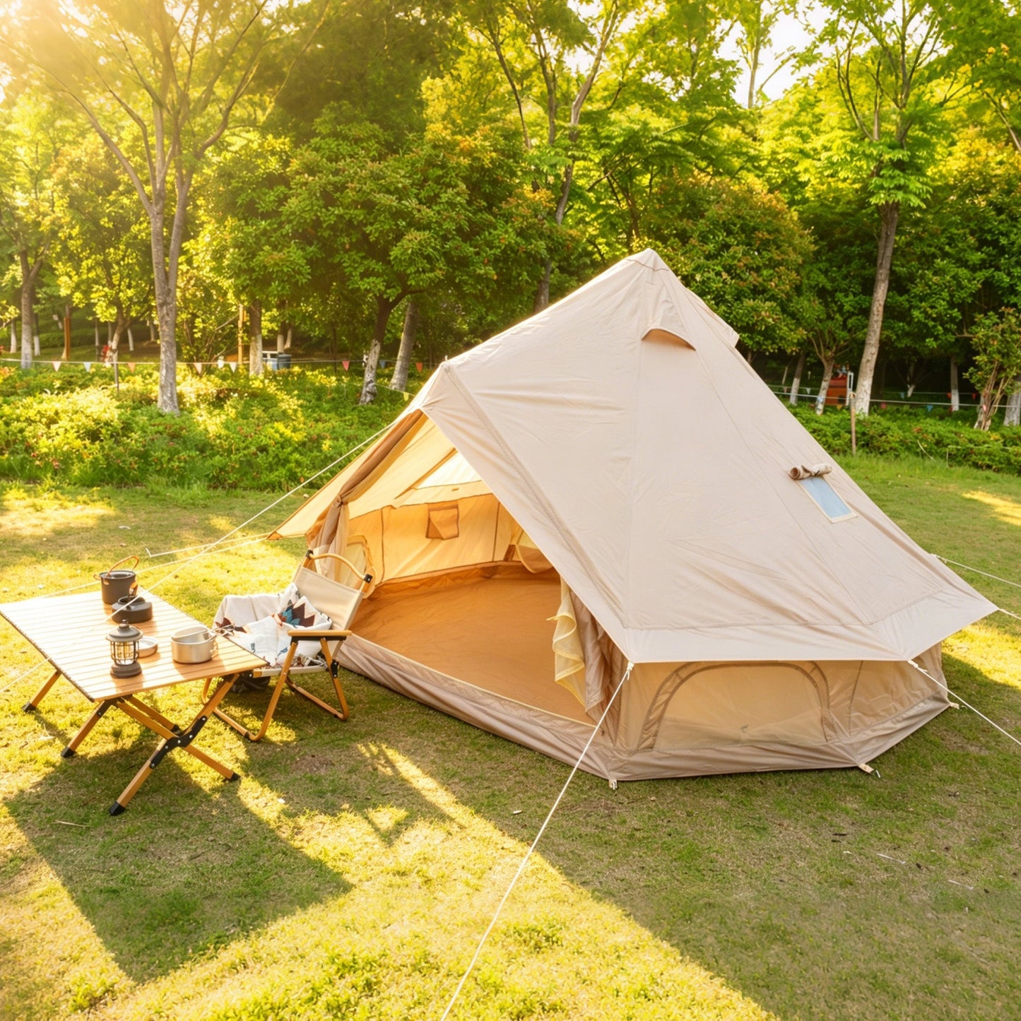 Oxford Bell Tent 13.1FT with Stove Jack for Family Camping