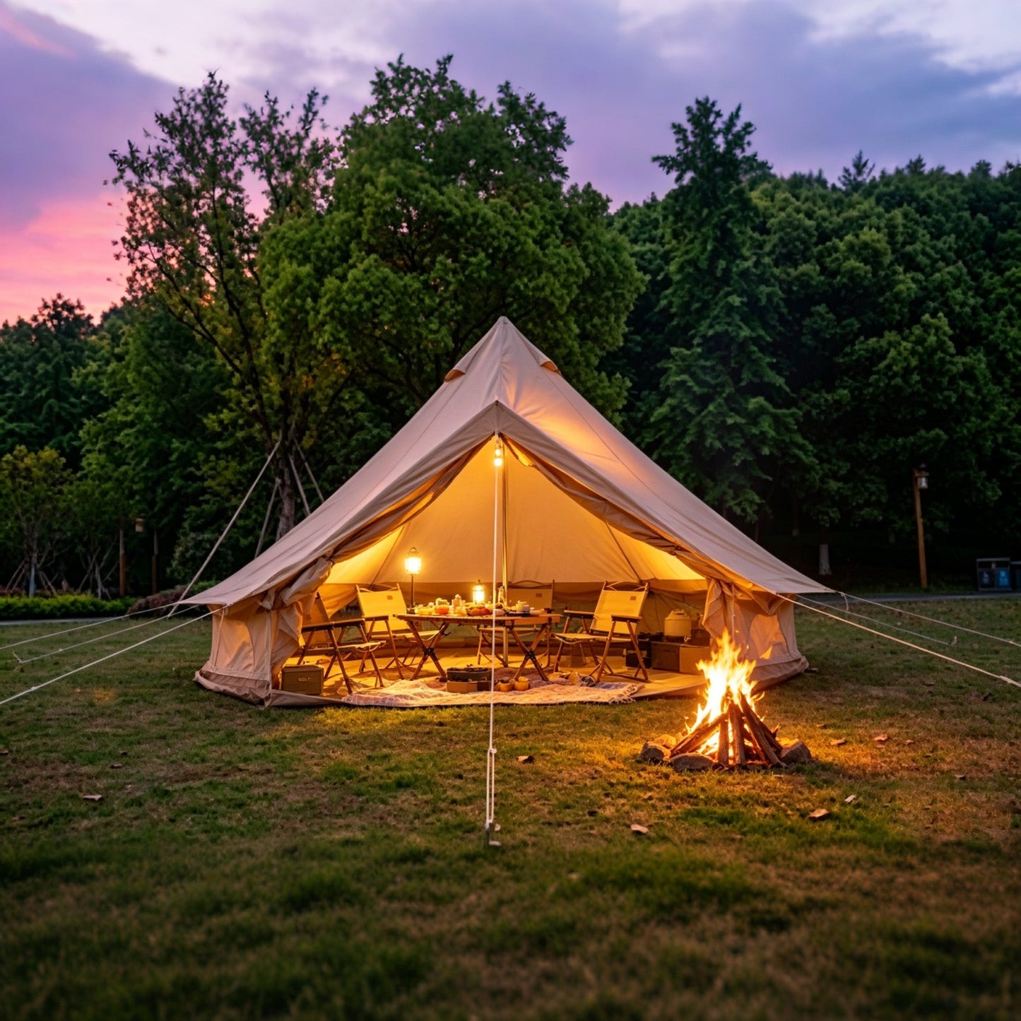 Oxford Bell Tent 13.1FT with Stove Jack for Family Camping