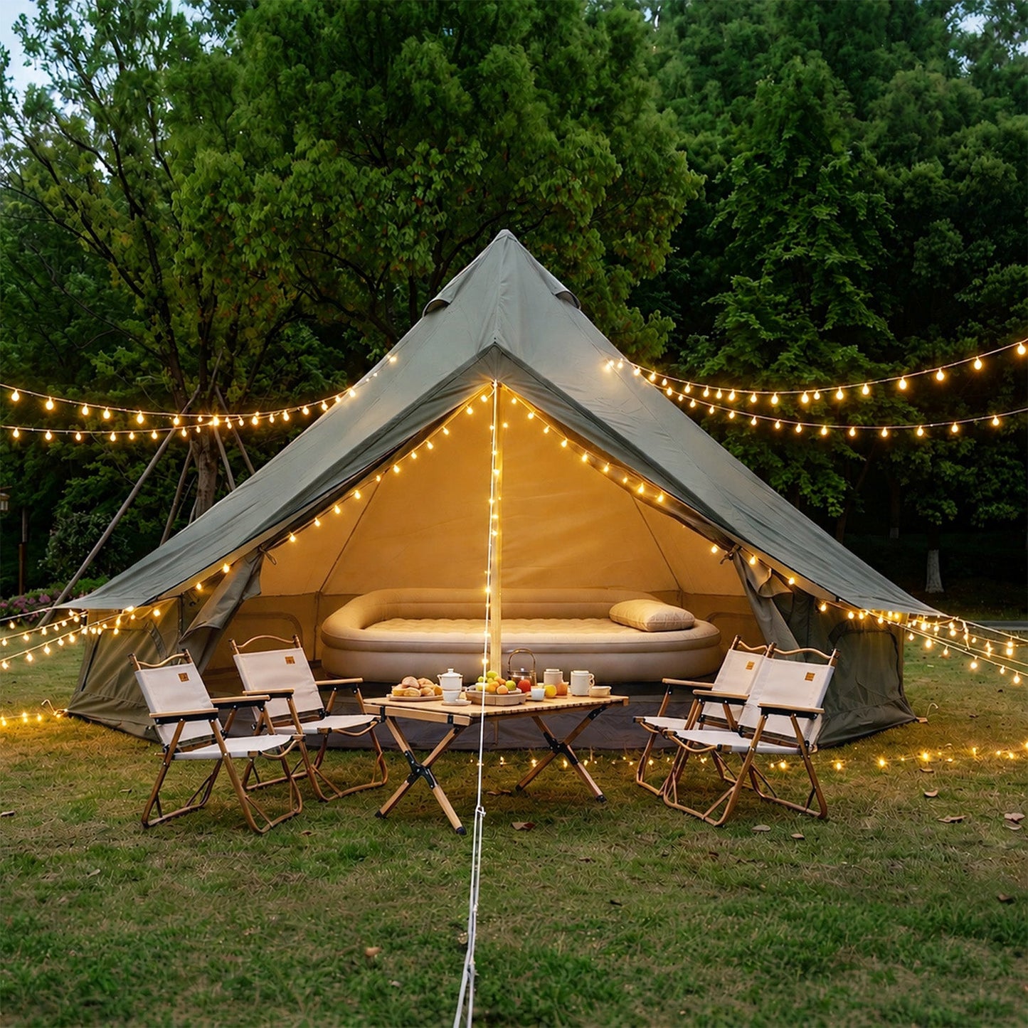 Oxford Bell Tent 13.1FT with Stove Jack for Family Camping