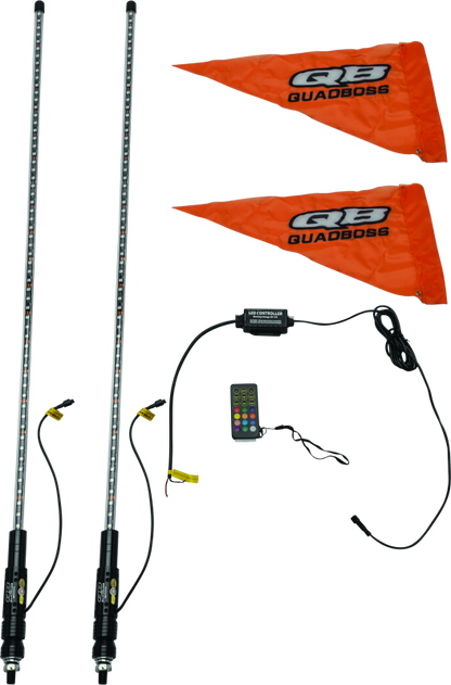 QuadBoss, QuadBoss 4Ft Clear Dual LED Whip with Bluetooth Control – Part #609665