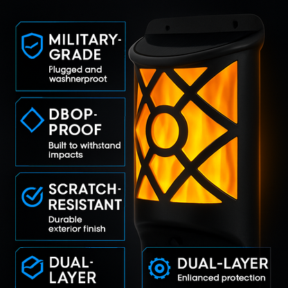 Flame Solar Lights Outdoor 96 LEDs Waterproof Flickering Flame Wall Mount Lamp Auto On Off Sensor Decorative Landscape Night Lamp For Deck Patio Yard
