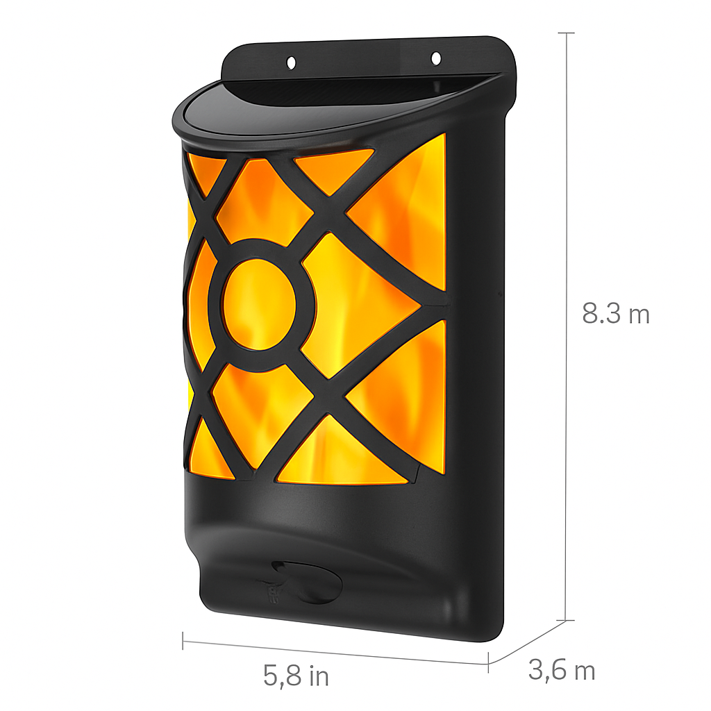 Flame Solar Lights Outdoor 96 LEDs Waterproof Flickering Flame Wall Mount Lamp Auto On Off Sensor Decorative Landscape Night Lamp For Deck Patio Yard