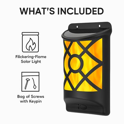 Flame Solar Lights Outdoor 96 LEDs Waterproof Flickering Flame Wall Mount Lamp Auto On Off Sensor Decorative Landscape Night Lamp For Deck Patio Yard