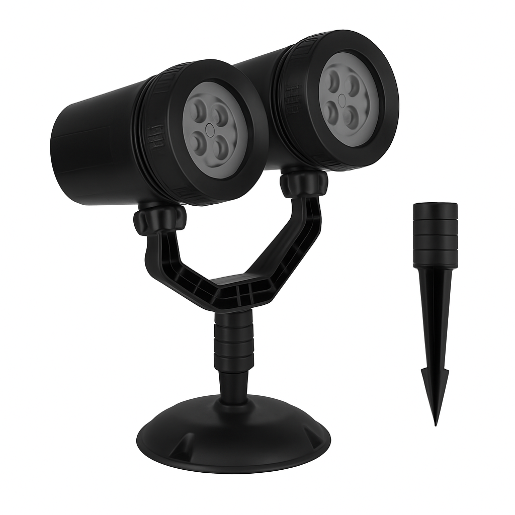 Christmas Snowflake Projector Light Dual-Head LED Stake Light IP44 Waterproof Xmas Decoration For Holiday Indoor Outdoor Use Garden Patio Wall Decor