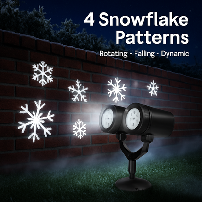 Christmas Snowflake Projector Light Dual-Head LED Stake Light IP44 Waterproof Xmas Decoration For Holiday Indoor Outdoor Use Garden Patio Wall Decor