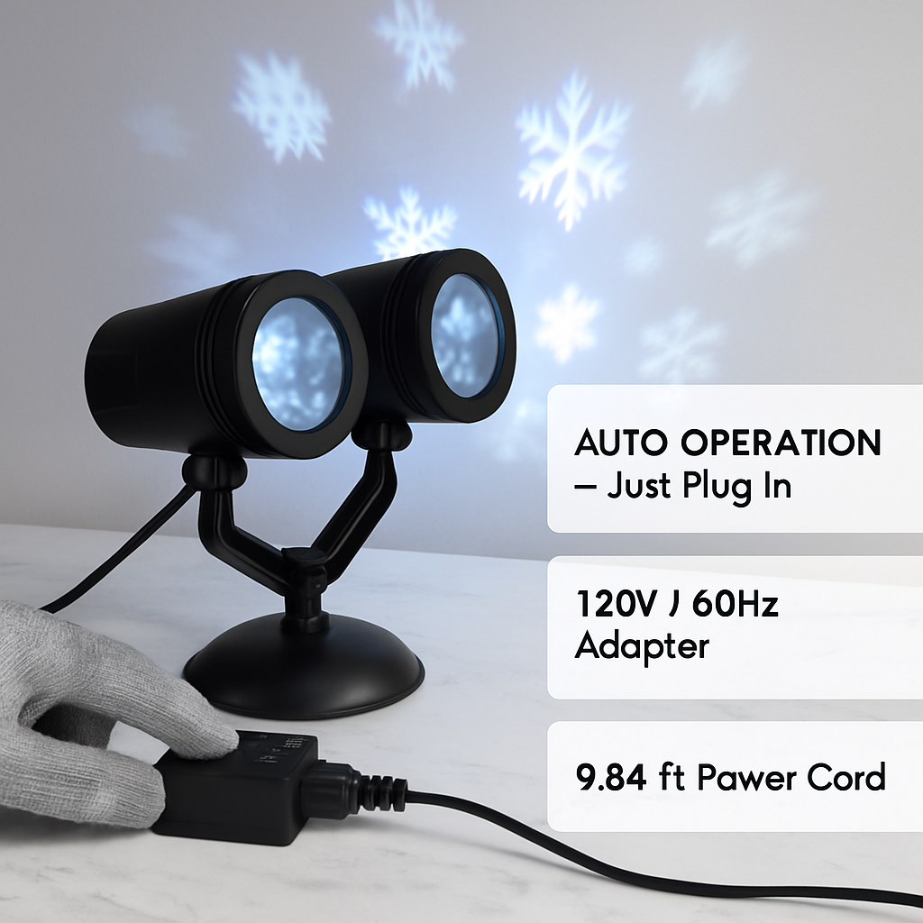 Christmas Snowflake Projector Light Dual-Head LED Stake Light IP44 Waterproof Xmas Decoration For Holiday Indoor Outdoor Use Garden Patio Wall Decor