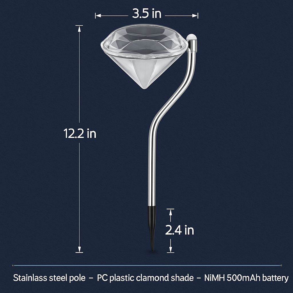 Solar Diamond Garden Light for Pathways and Patio