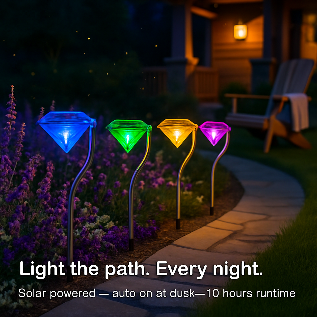 Solar Diamond Garden Light for Pathways and Patio