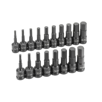 Grey Pneumatic 1598HC 1/2" Drive 18-Piece Master Combo SAE & Metric Impact Hex Driver Set