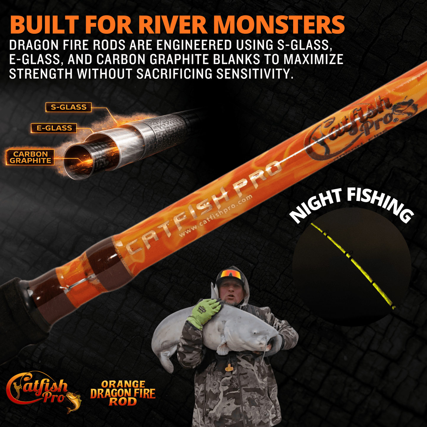 Orange Dragon Fire Spinning Glow Rod
