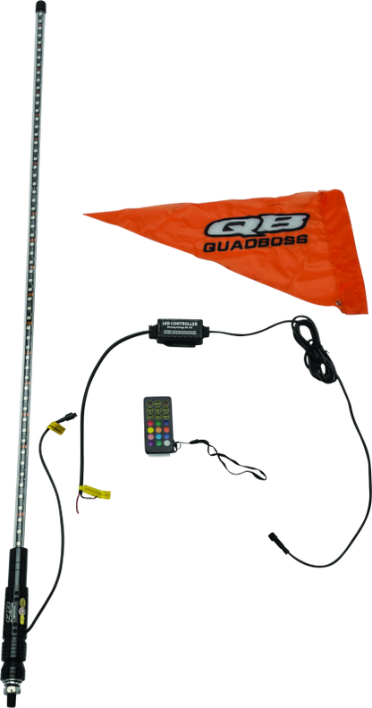 QuadBoss, QuadBoss 4Ft Clear Single LED Whip with Bluetooth Control - Part #609664