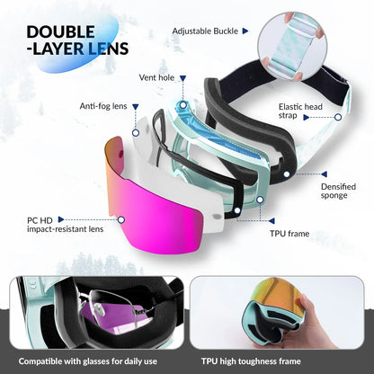 Frameless Anti-Fog Ski Goggle with UV400 Protection
