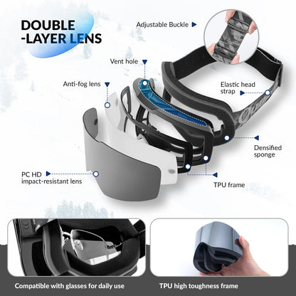 Frameless Anti-Fog Ski Goggle with UV400 Protection