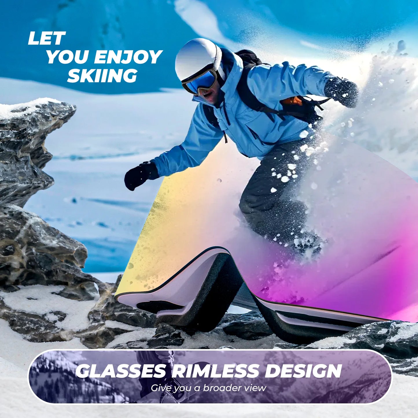 Frameless Anti-Fog Ski Goggle with UV400 Protection