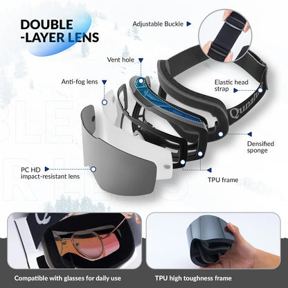 Frameless Anti-fog Ski Goggles with UV400 Protection for Men & Women