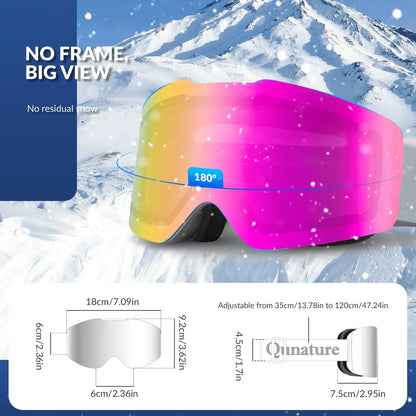 Frameless Anti-fog Ski Goggles with UV400 Protection for Men & Women