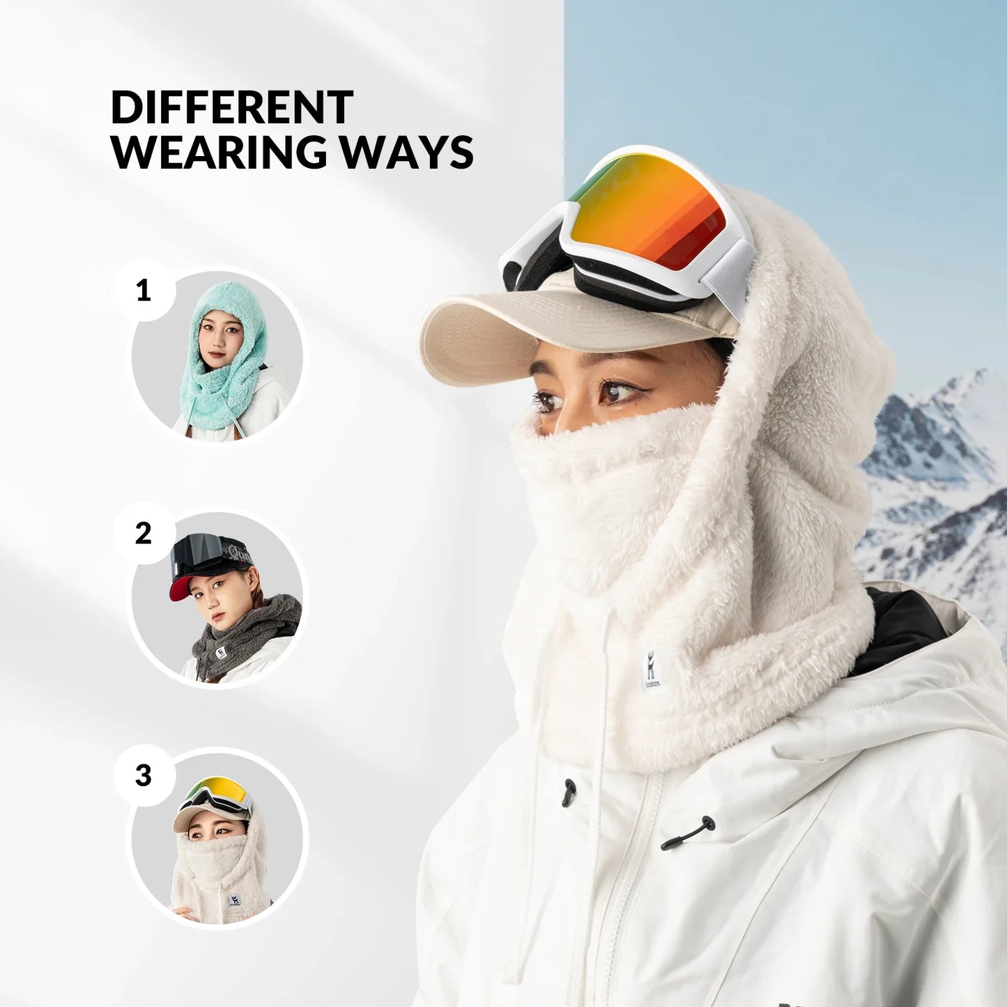 Ski Head Cover with Adjustable Ventilation and Detachable Liner for Winter Sports