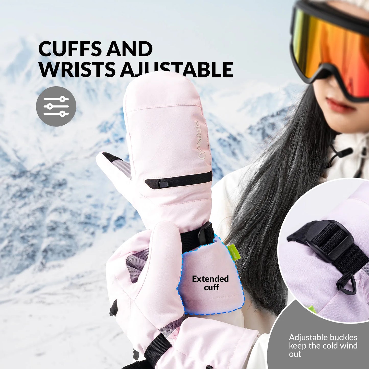 Windproof Waterproof Thermal Ski Gloves Double-Layer Insulation Touchscreen